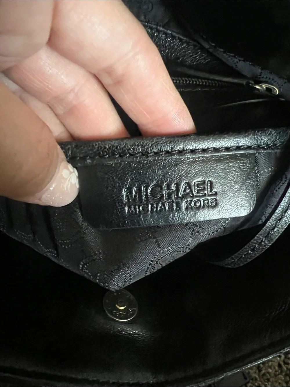 Vintage Michael Kors Black Quilted Leather Satchel with Gold Hardware